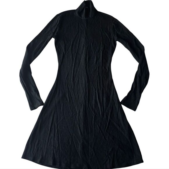 Reformation -739 Women's Black Rib Turtleneck Short Dress Long Sleeve‎ XS - Picture 3 of 11